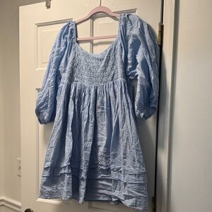 Eesome Sky Blue Embroidered Dress